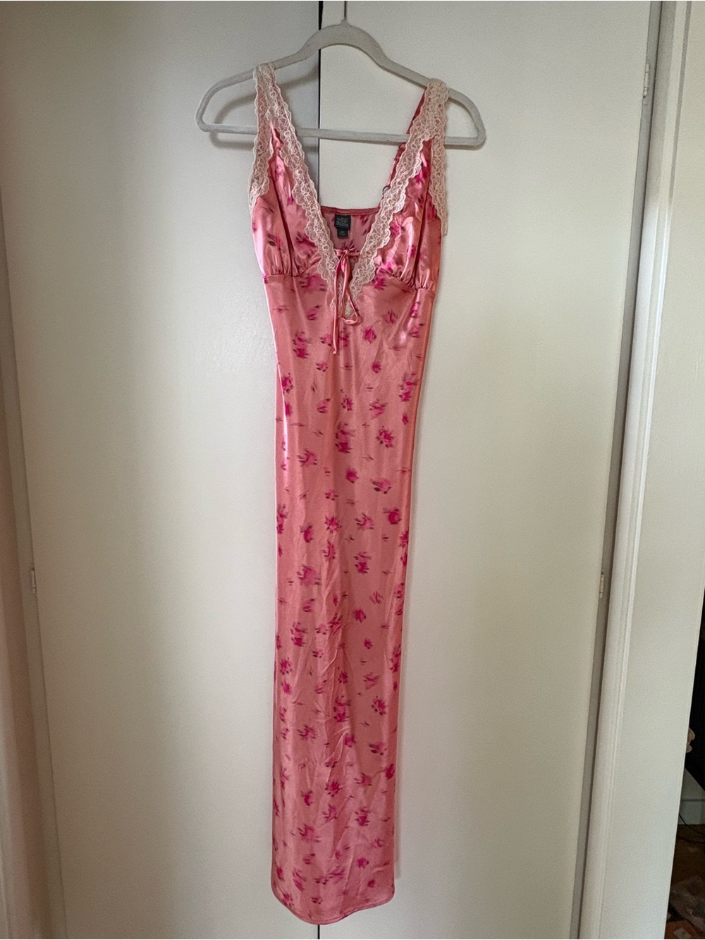 Wild Fable Floral Satin Maxi Dress with Lace